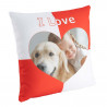 Coussin I Love rouge unique avec photo