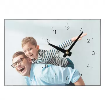 Horloge rectangle personnalisée photo | Horloge épaisse en bois