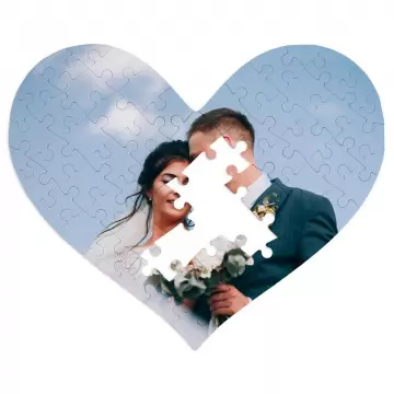 Puzzle photo personnalisé en forme de coeur