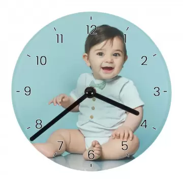 Horloge en verre ronde personnalisée | Horloge photo unique