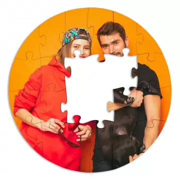 Puzzle rond personnalisé | Puzzle avec photo en bois