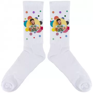 Chaussettes blanches personnalisées photos | Chaussettes photos