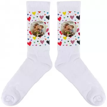 Chaussettes cœurs colorées personnalisables avec photos