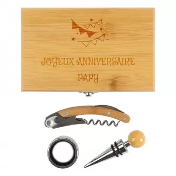 Coffret vin personnalisé avec gravure | 3 accessoires pour le vin