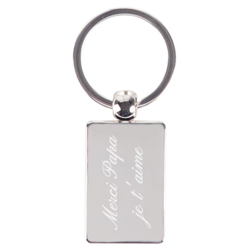 porte clé rectangle argenté