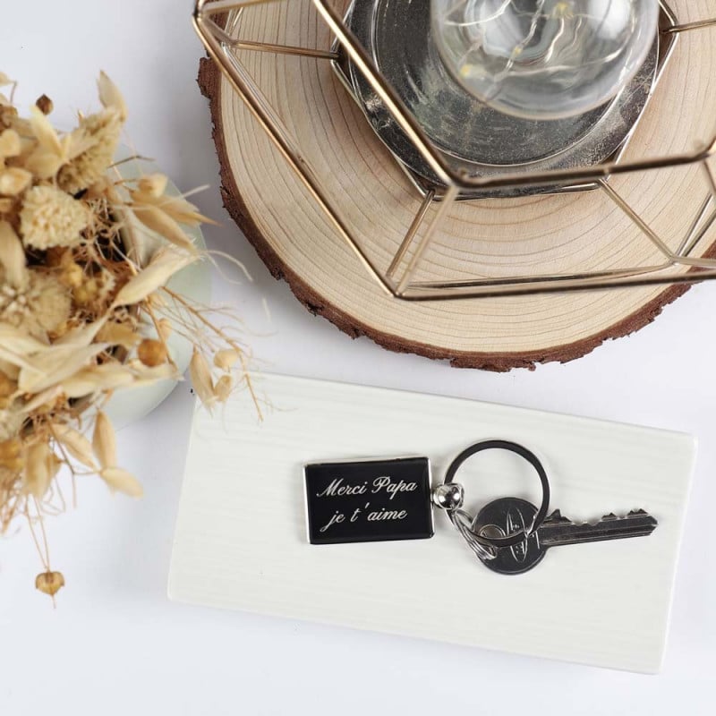 porte clef rectangle gravé