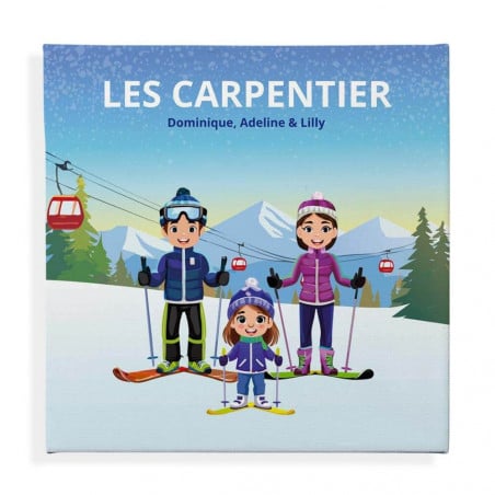 tableau ski famille avec du texte