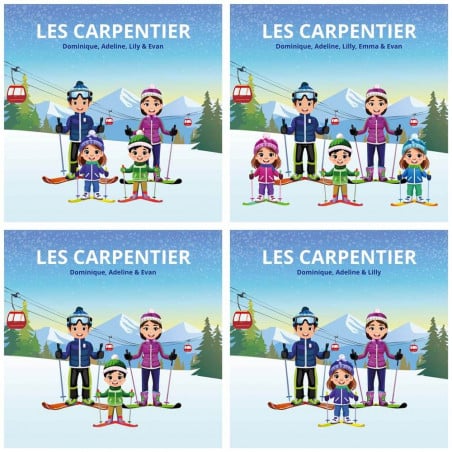 Toile personnalisable famille au ski