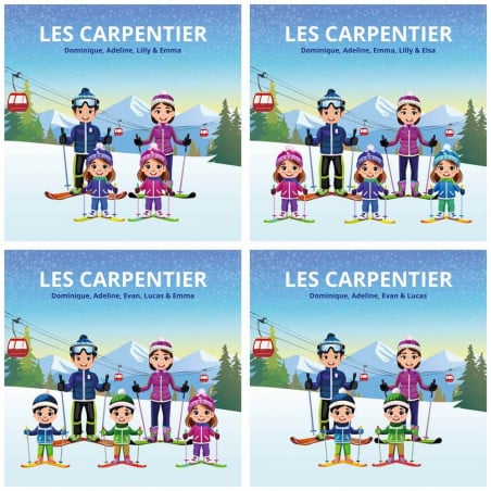 Affiche ski famille unique