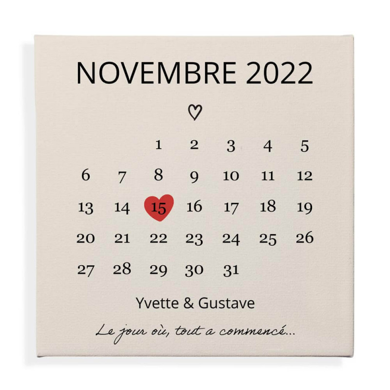 Tableau le jour où personnalisé