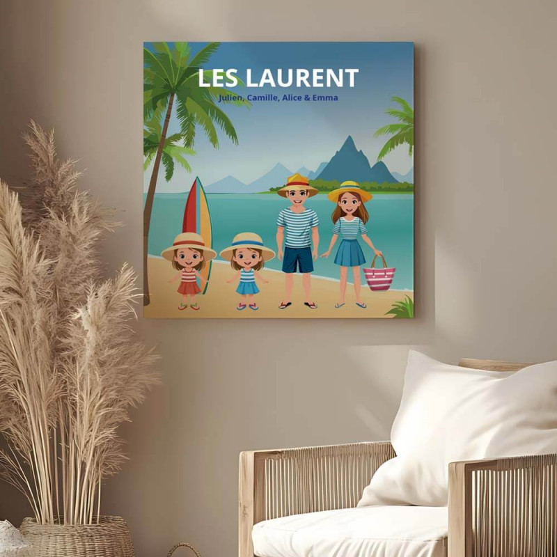 Toile famille à la plage personnalisée