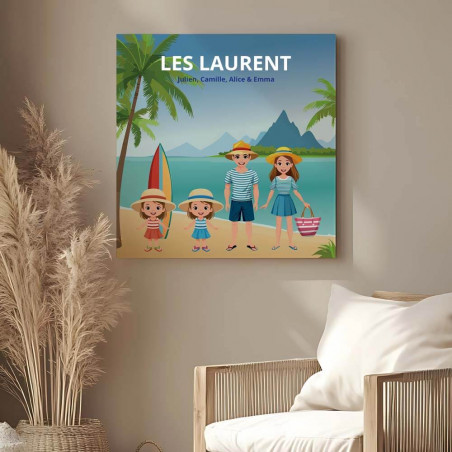Toile famille à la plage personnalisée