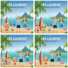 Tableau personnalisé d'une famille à la plage