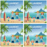 Tableau personnalisable d'une famille à la plage