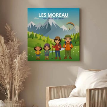 Tableau personnalisé randonnée en famille |  Souvenir de montagne