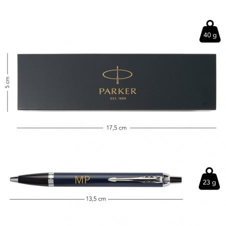 Stylo bille Parker bleu gravure personnalisable avec texte