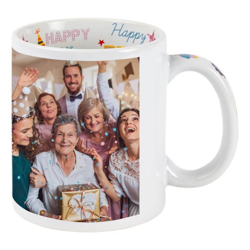 Mug avec intérieur anniversaire personnalisé