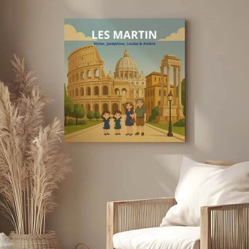 Tableau personnalisé famille à Rome |  Souvenir d’un voyage éternel