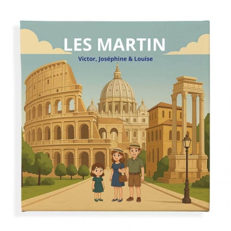 Tableau famille à Rome personnalisé