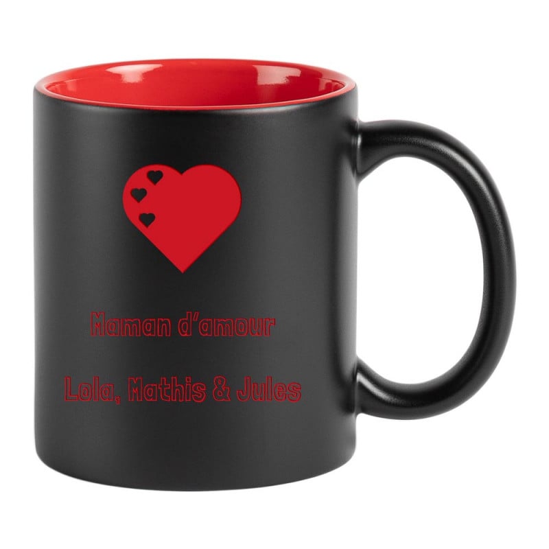 Mug noir et rouge gravé