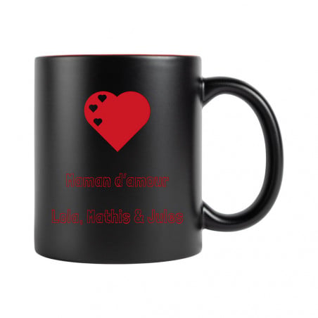 Mug amour noir et rouge gravé