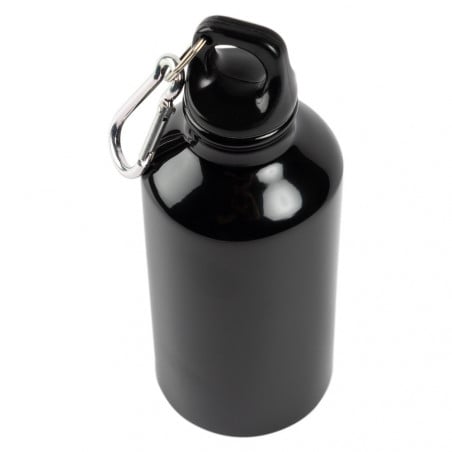 Gourde aluminium noir avec mousqueton