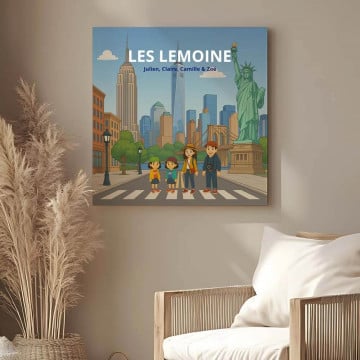 Tableau famille à New York personnalisé |  Toile décorative unique