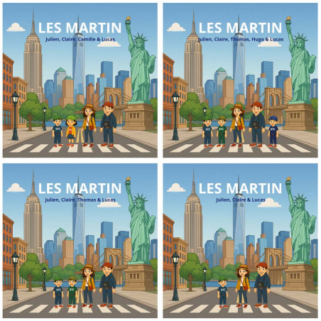 Toile graphique famille à New York personnalisé