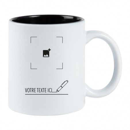 Mug texte gravé blanc et noir