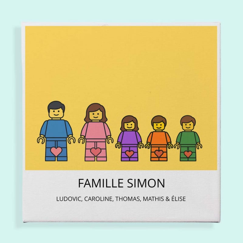 Toile carré famille en brique personnalisé