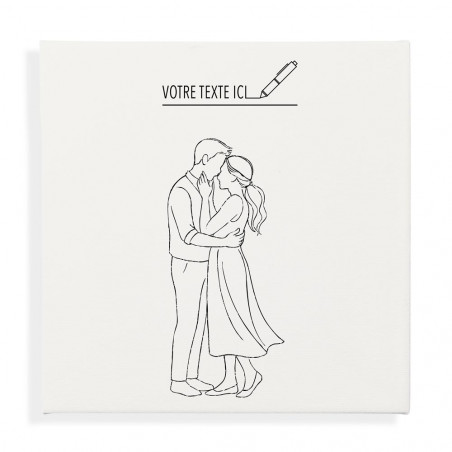 Toile couple dessin un trait personnalisable