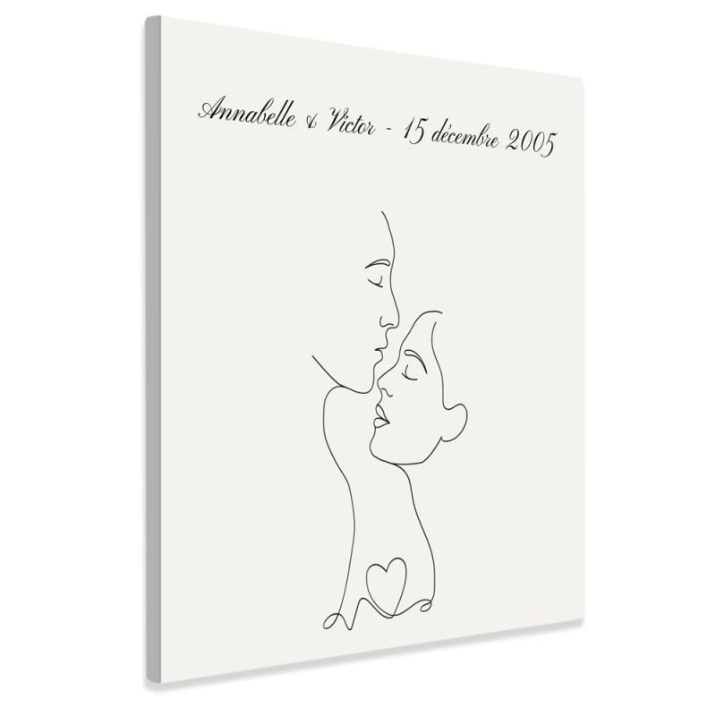 Tableau personnalisé couple dessin au trait