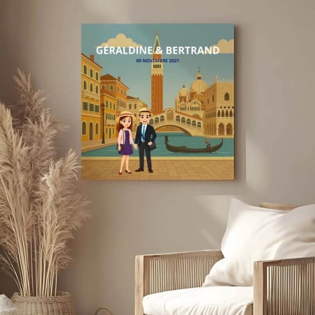 Toile couple à Venise personnalisé