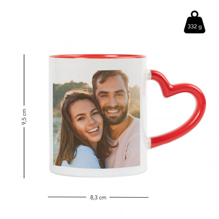 Tasse hanse coeur rouge design mains entrelacées minimaliste personnalisé