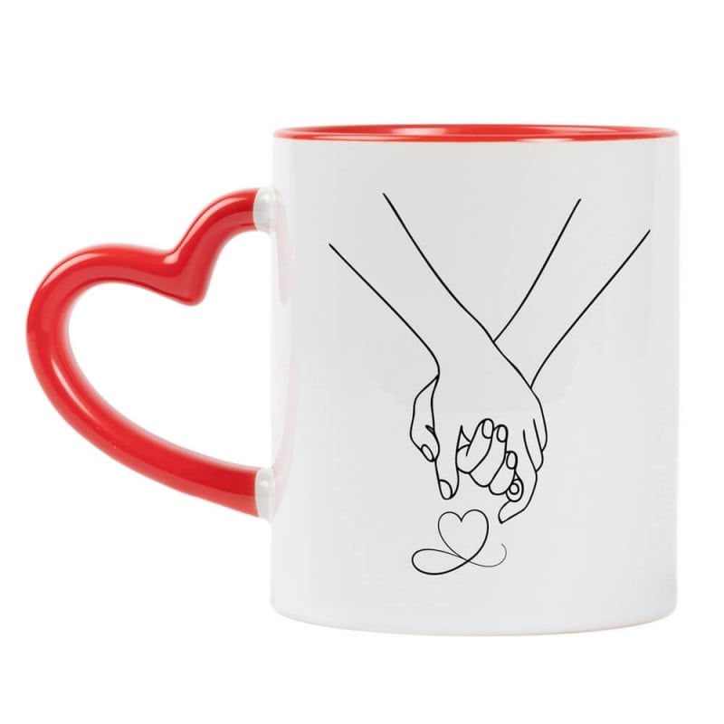 Mug mains entrelacées minimaliste personnalisé