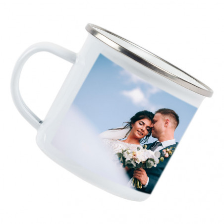 Mug émaillé avec photo imprimée