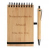Bloc notes bois de bambou écologique personnalisé