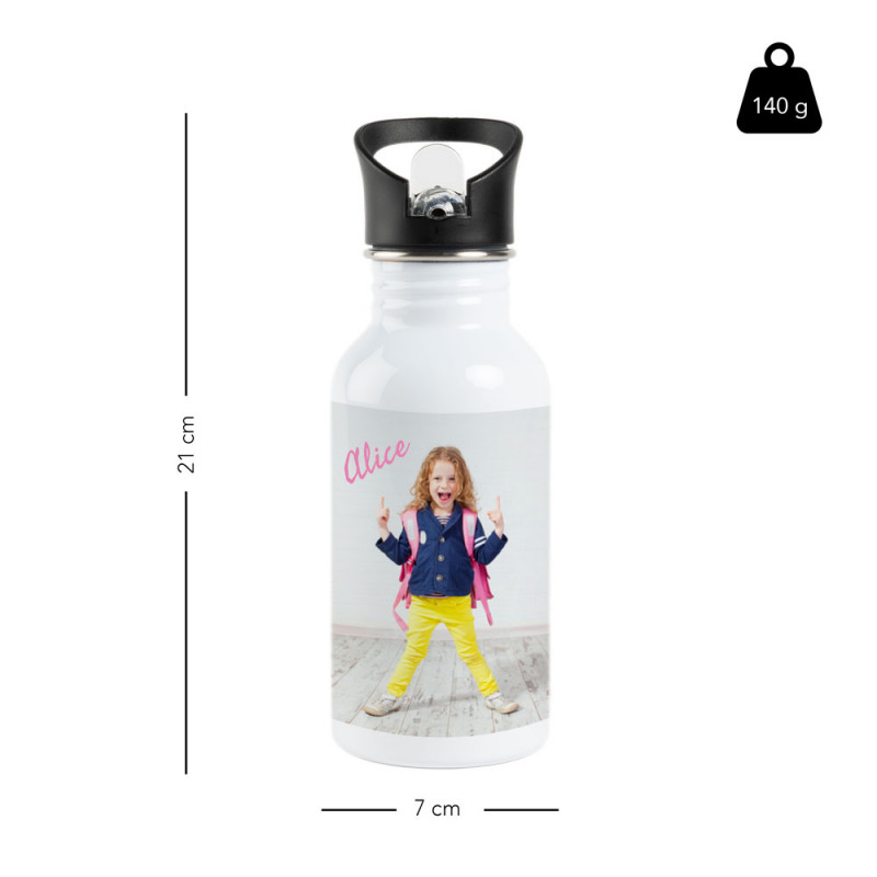Gourde Personnalisable Pour Enfant 350ml - Acier Inoxydable, étanche - Garde Le Froid 24h/chaud 12h - Idéale école, Sport