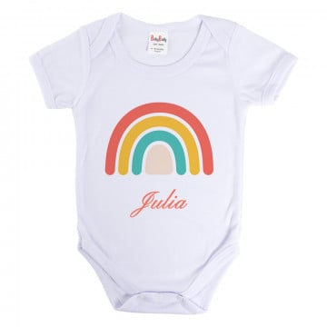 Body bébé arc-en-ciel personnalisé |  Prénom & date |  Douillet et coloré