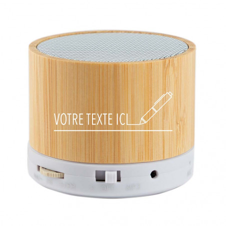 Enceinte ronde bluetooth bois personnalisée