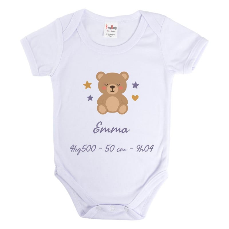 Body bébé naissance personnalisé avec ourson