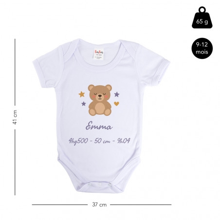 Body naissance 9-12 mois avec prénom