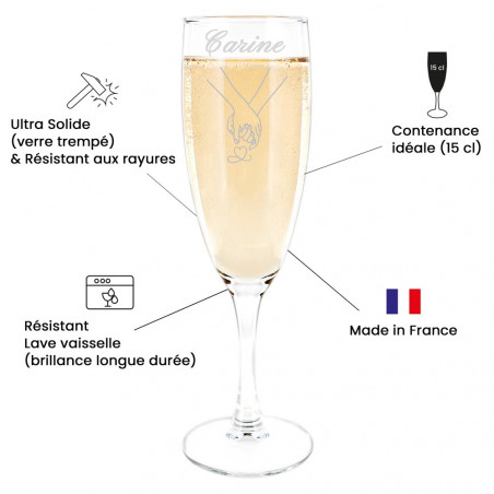 Flûte à champagne mains entrelacées