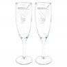 Duo de coupes à champagne mains entrelacées gravées