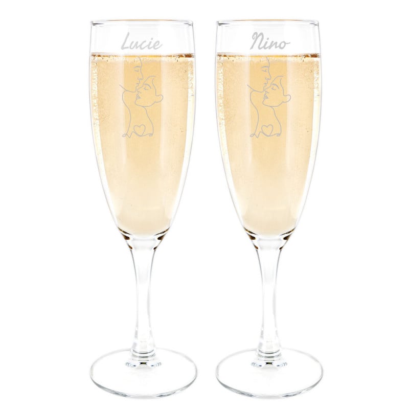 Duo de flûtes à champagne couple minimaliste