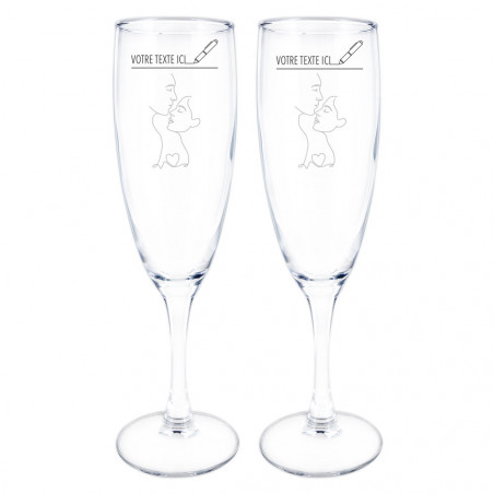 Duo de coupe à champagne couple minimaliste personnalisées