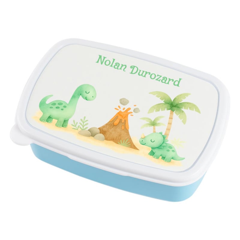 Boite repas bleue dinosaure personnalisé