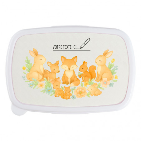Boîte hermétique rose animaux de la forêt personnalisée