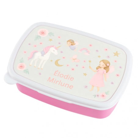 Boîte repas rose licorne personnalisée