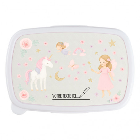 Boîte repas rose licorne personnalisée prénom